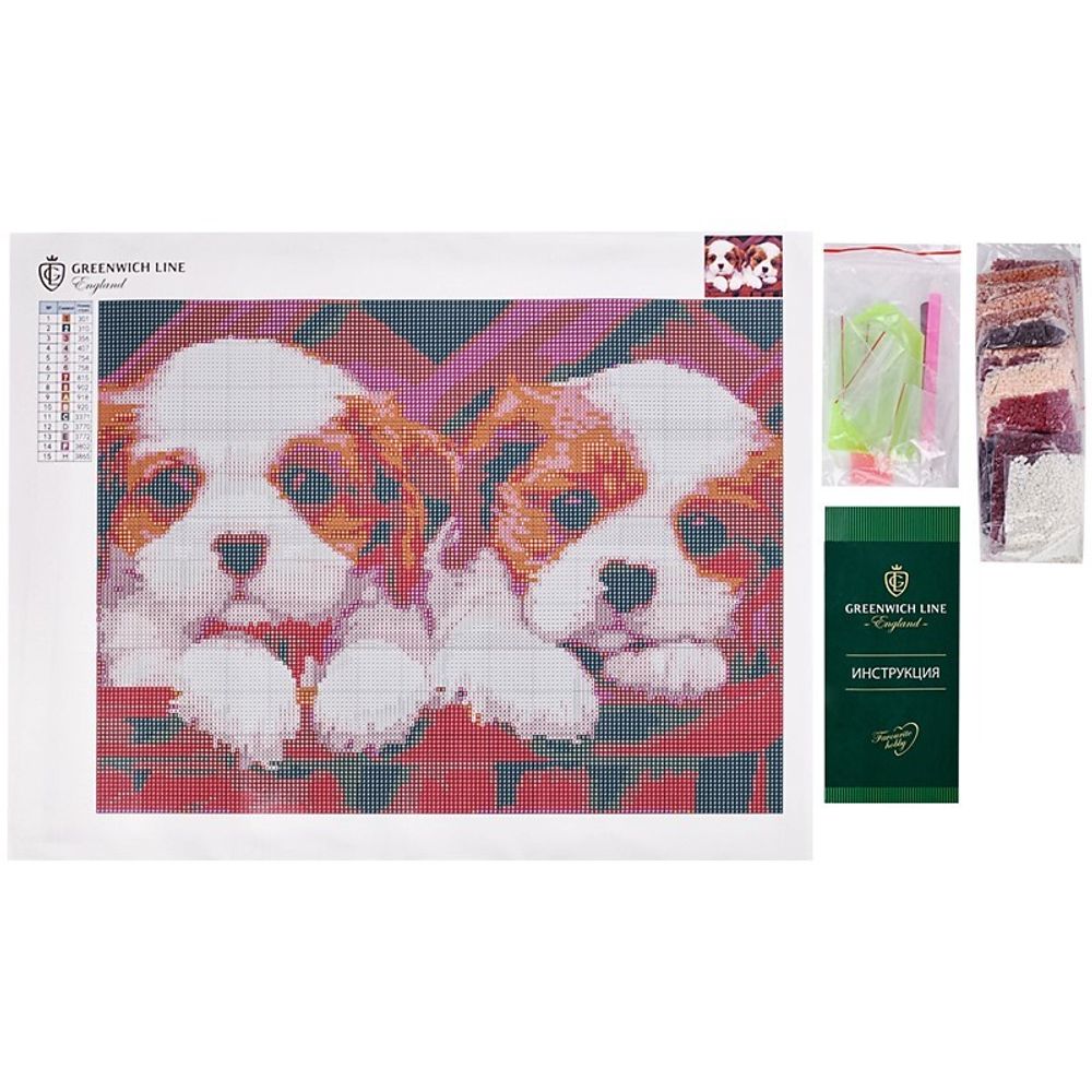 Мозаика алмазная по номерам Greenwich Line Щенята, 30*40см