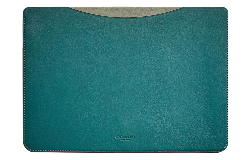 COACH Cow Leather Clutch Laptop Bag Large Women"s Blue
