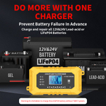 Устройство зарядное для аккумулятора (Pb / AGM / LiFePo4)12V 15A RJTianye желтое