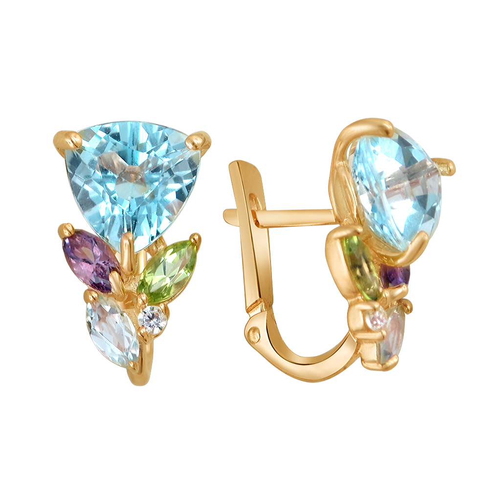 Серьги с аметистом из красного золота 585 пробы JA-S-315673-1