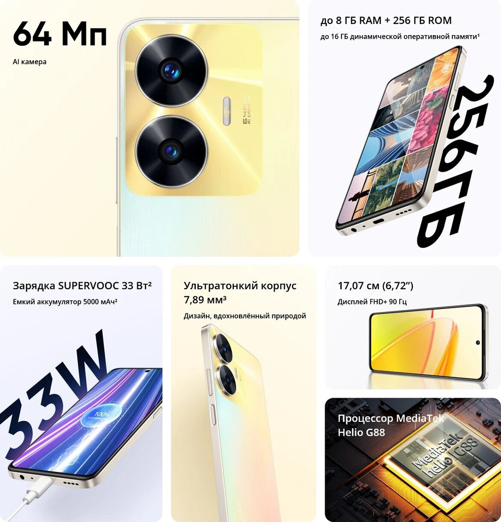 Смартфон realme C55 8/256 ГБ RU, Dual nano SIM, green
