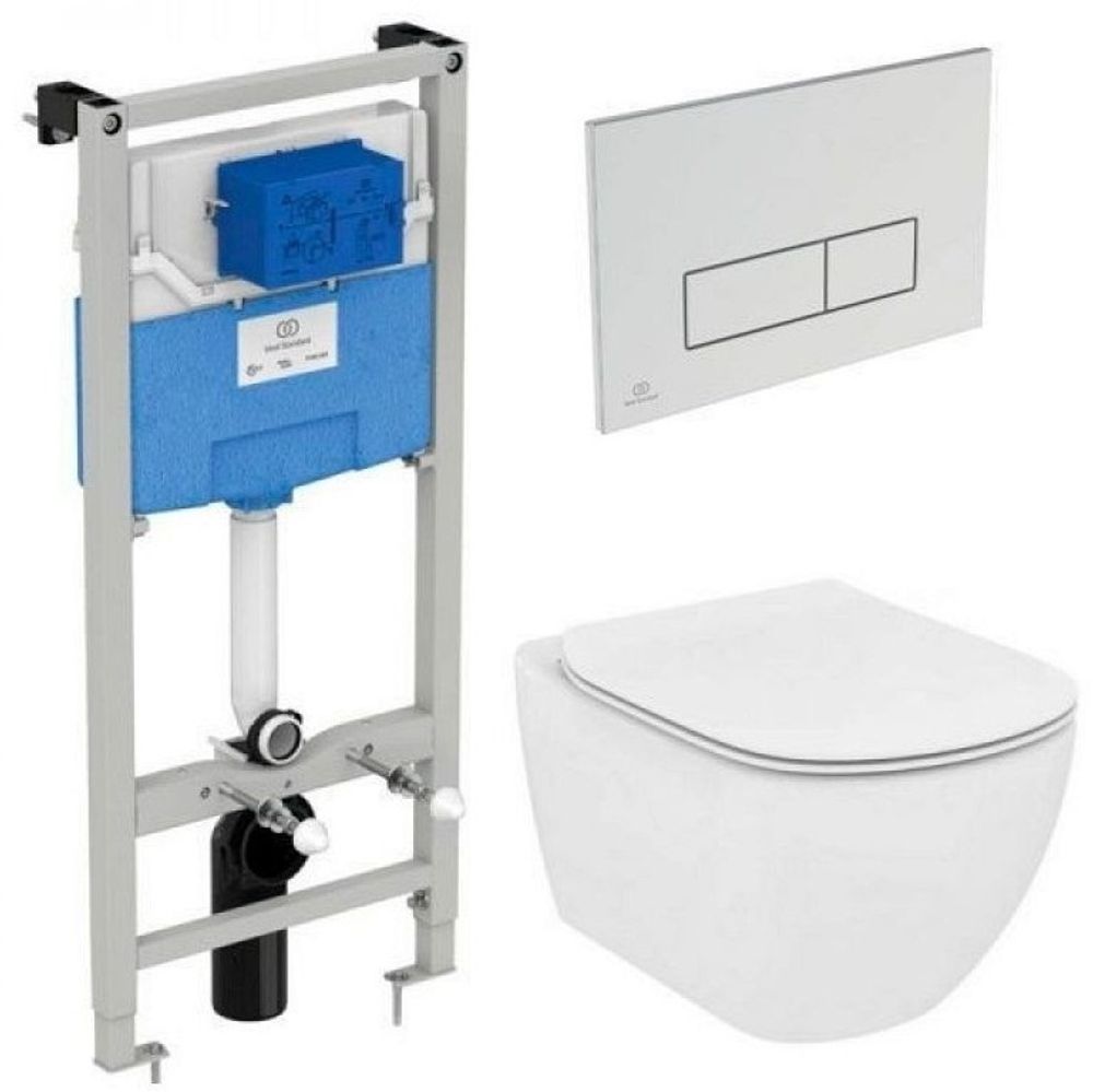 Комплект подвесной унитаз + инсталляция TESI Agua Blade T007901 (кр T35270 lift, Инстал R020467, кноп M2 R0121AA хром)