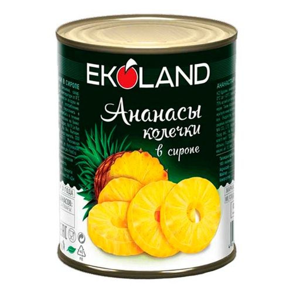 Ананасы кольцами Ekoland жб 850гр