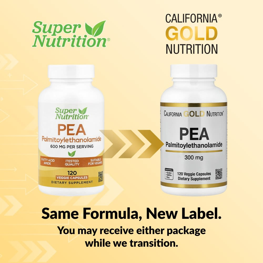California Gold Nutrition, ПЭА (пальмитоилэтаноламид), 120 вегетарианских капсул (300 мг в 1 капсуле)