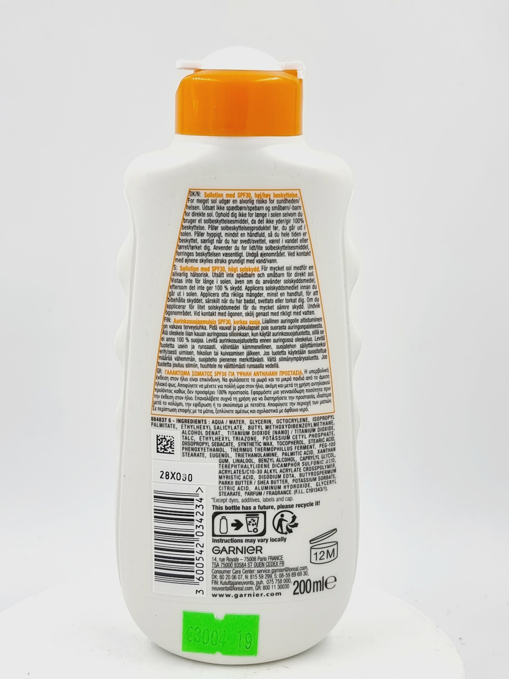 Солнцезащитное Молочко Garnier Ambre Solaire Hydra, SPF 30, 200 мл (Франция)