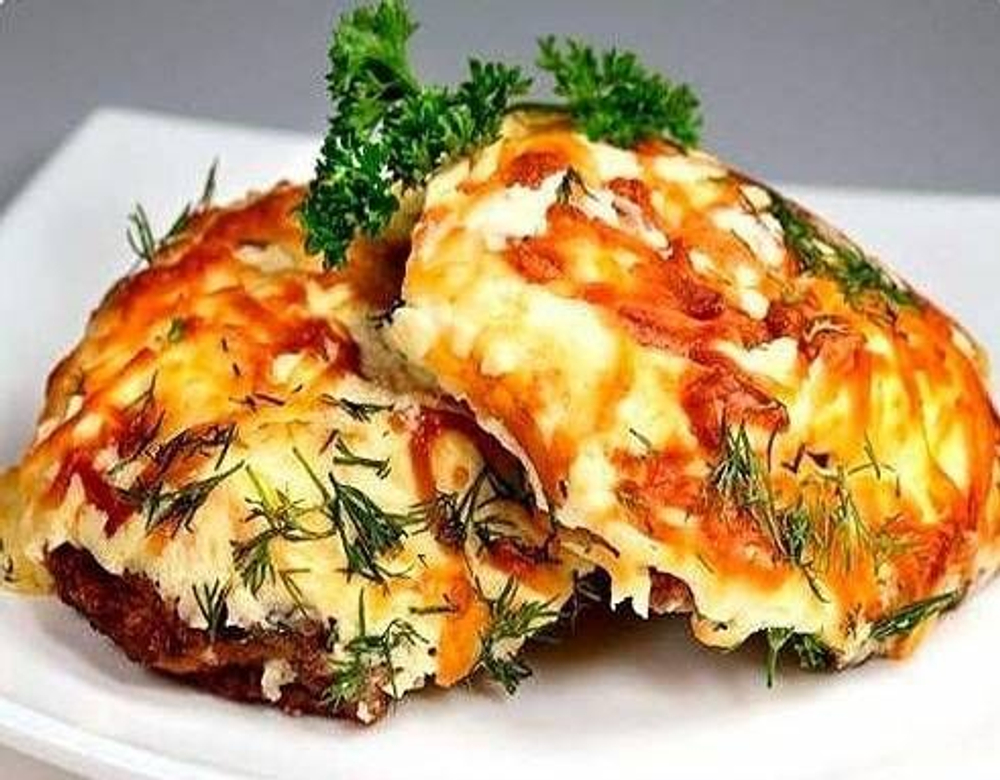 Мясо по-французки с томатами и сыром, 6 шт, (вес ~1.150 кг) полуфабрикат