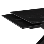 Керамический стол Woodville Бронхольм 140(200)х80х77 черный мрамор, черный, ножки черные
