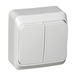 Schneider Electric ЭТЮД Белый Выключатель 2-клавишный открытая установка с индикатором подсветка внутри BA10-006B