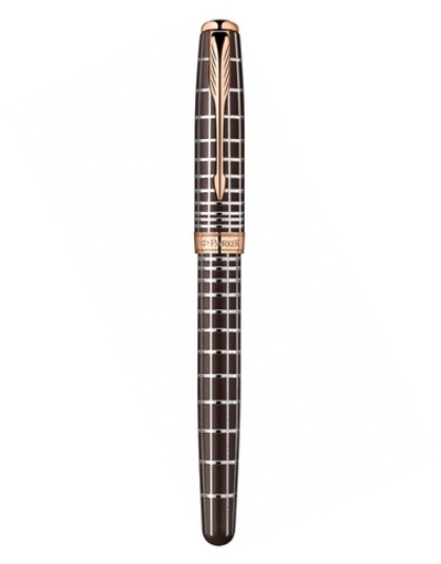 Перьевая ручка и чехол из кожи Parker Sonnet F531 PREMIUM Masculine, цвет: Brown PGT, перо: F,золото 18К