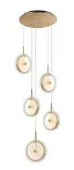 Светильник подвесной светодиодный NewRgy 7050MDR-5 BRASS+BLACK, 50 Вт, чёрный и латунный