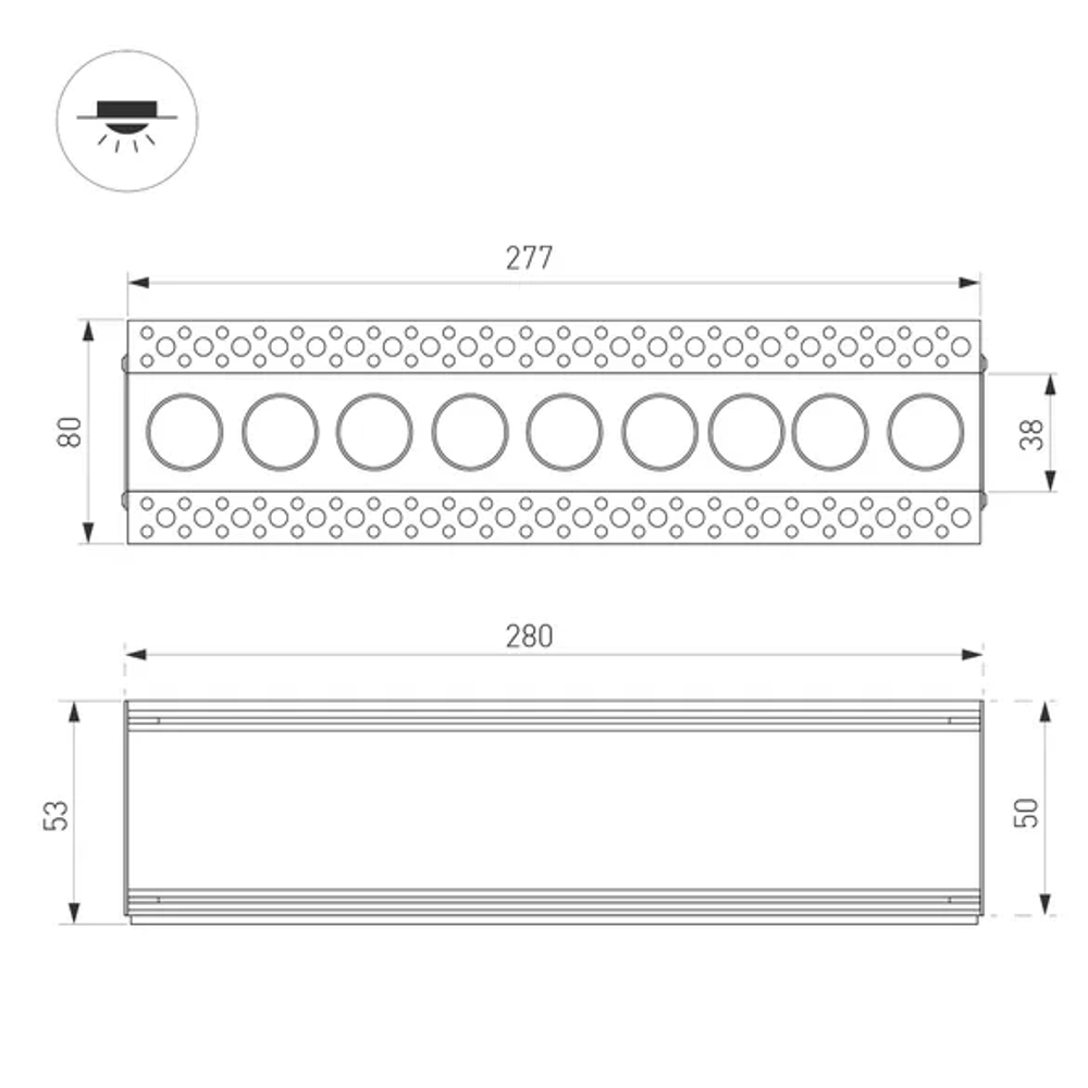 Светильник MS-ORIENT-BUILT-TRIMLESS-TC-S38x277-20W Day4000 (WH-BK, 30 deg, 230V) (Arlight, IP20 Металл, 5 лет) 032226