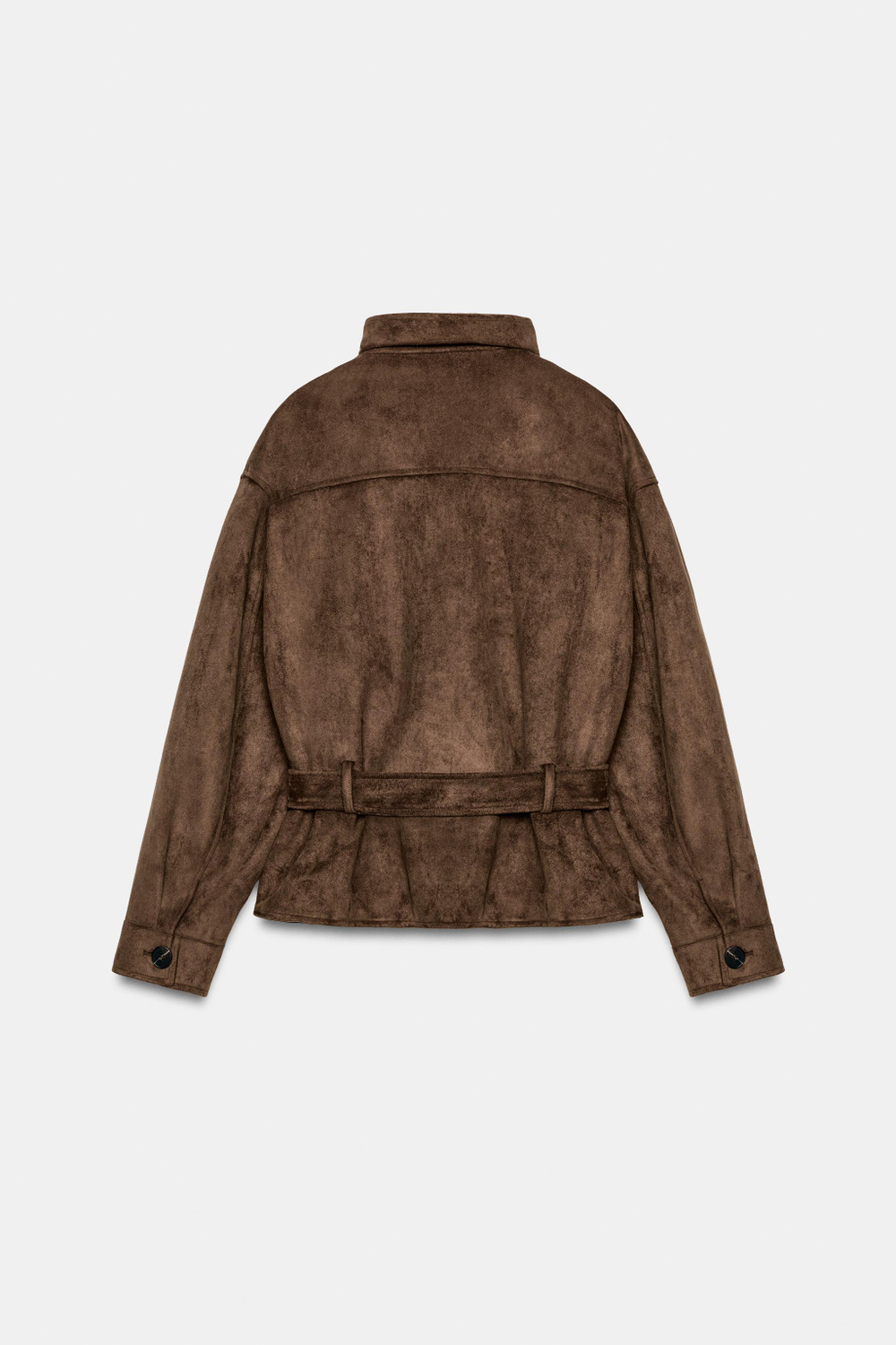 КУРТКА ИЗ ИСКУССТВЕННОЙ ЗАМШИ С ПОЯСОМ — ZARA
