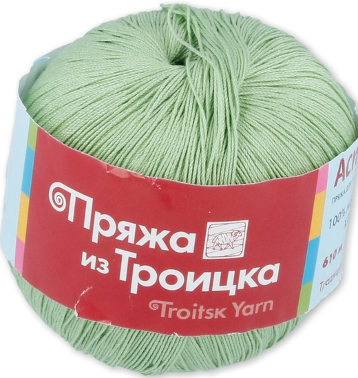 Пряжа "Астра", 100% мерсеризованный хлопок, 100гр, 610м, зеленое яблоко