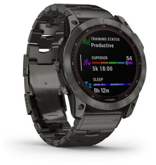 Garmin Fenix 7 Sapphire Solar титановый угольно-серый DLC с угольно-серым титановым DLC браслетом серый