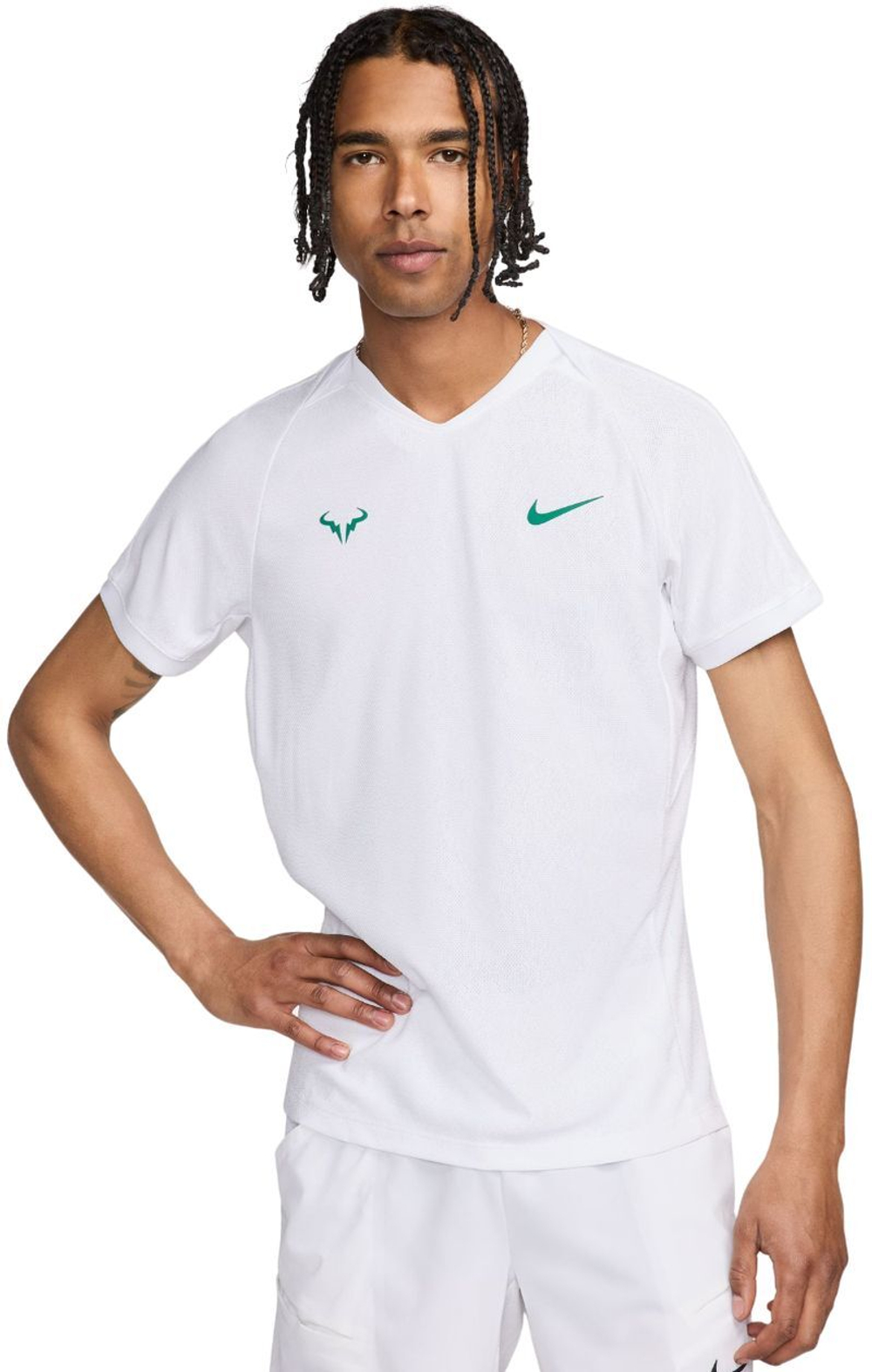 Мужская теннисная футболка Nike Court Rafa Dri-Fit Short Sleeve Top - белый