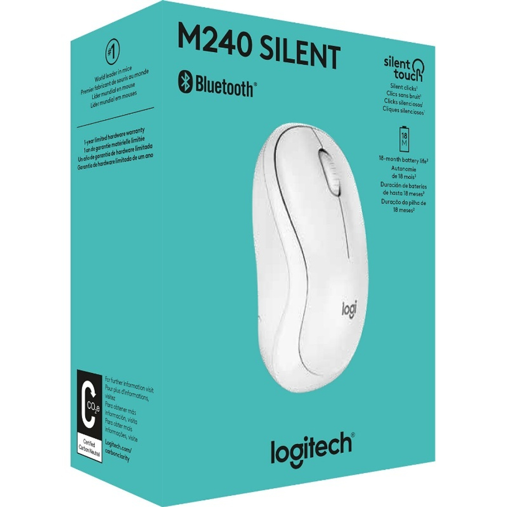 Мышь Logitech M240 White (беспроводная 2.4 GHz, Bluetooth) Бесшумная