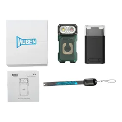 Фонарь Wuben X3 Pro, зелёный - комплект поставки, коробка, инструкция и ремешок