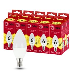 Лампа светодиодная ЭРА RED LINE LED B35-6W-827-E14 R 6Вт свеча теплый белый свет Е14 | Лампы cветодиодные Свеча (B/C)