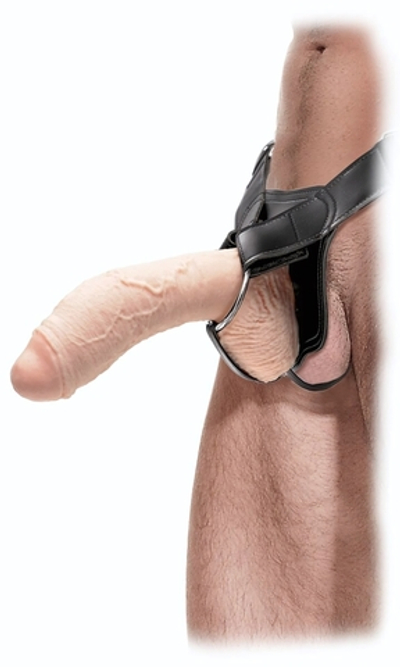 Большой полый страпон телесного цвета Extreme Hollow Strap-On - 25,5 см. (Цвет: телесный)