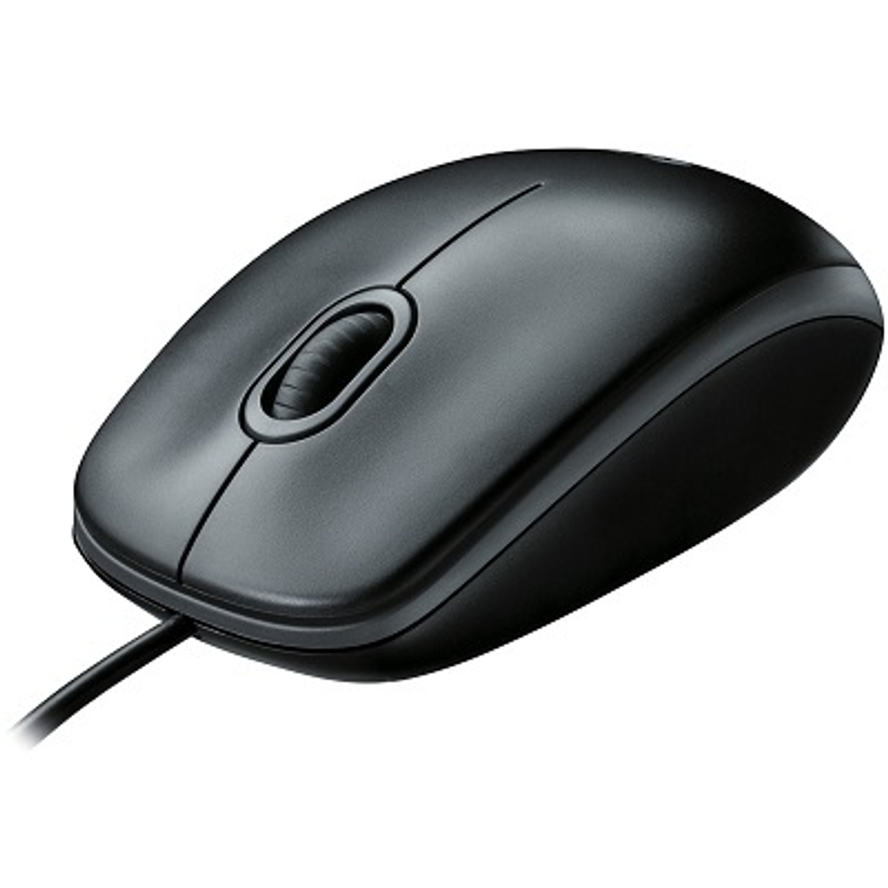 Мышь Logitech B100 USB, проводная, оптическая, черный (910-006605)