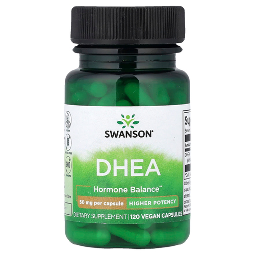 Swanson Vitamins, DHEA, повышенная эффективность, 50 мг, 120 веганских капсул