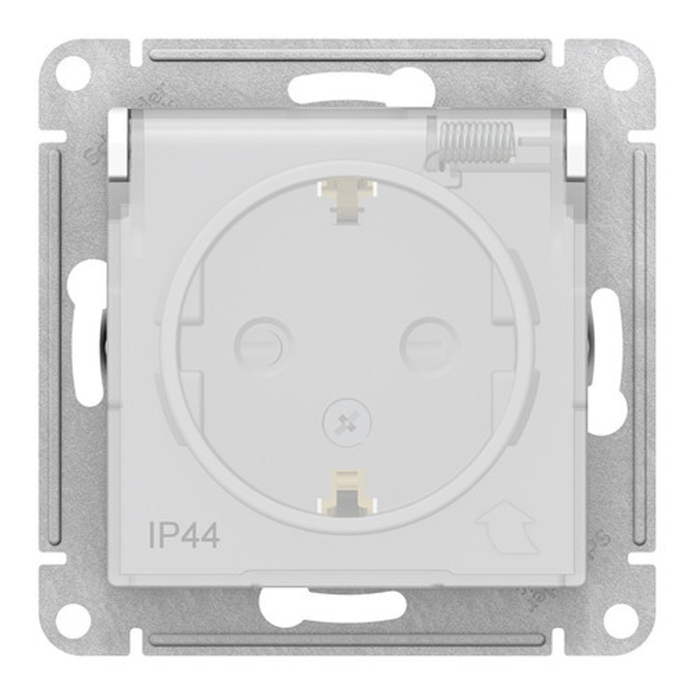 SE AtlasDesign Aqua Бел Розетка с/з со шторками с крышкой, 16А, IP44, механизм