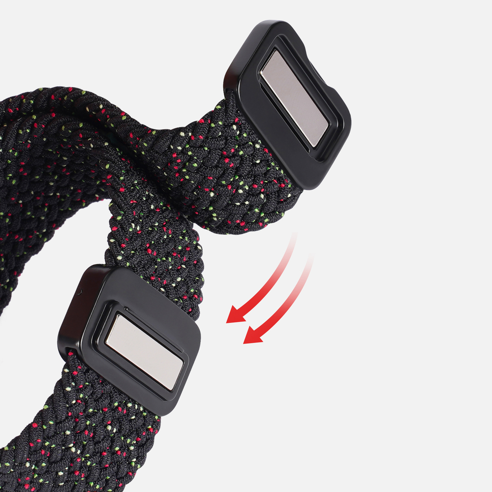 Эластичный ремешок черного цвета (Black Unity) от Dux Ducis для смарт часов Samsung Galaxy Watch 3, 4, 5, 6 и 7 (размер крепления 20мм), серия Strap (Mixture Pro Series)