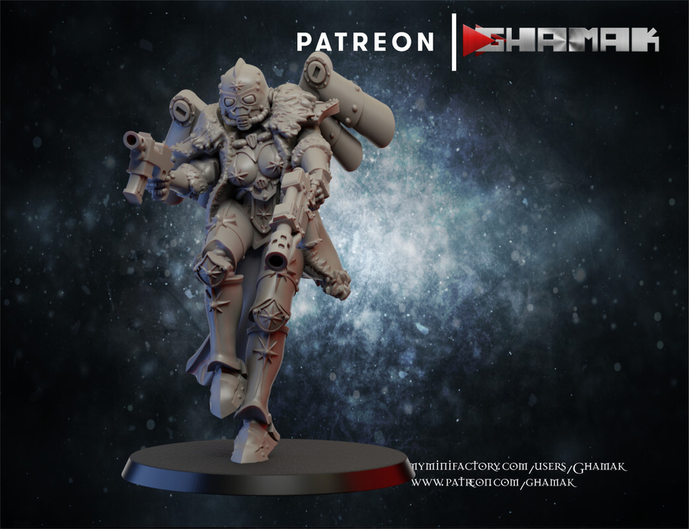 Adepta Sororitas Zephyrim Крылатая сестра №2 с болтером и огнемётом миниатюра для dnd, днд, pathfinder, фентези, Настольная игра, НРИ, Варгейм, РПГ