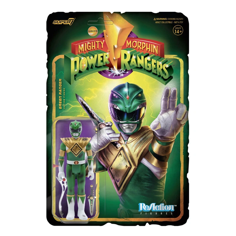 Фигурка Super7 - Mighty Morphin’ Power Rangers Reaction Figure - Green Ranger (Battle Damaged)