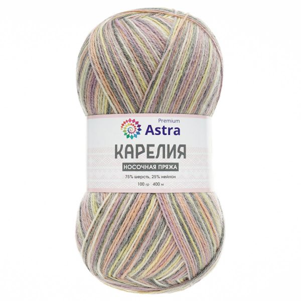 Пряжа Astra Premium (Астра Премиум) Карелия носочная (Karelia sock) / уп.2 мот. по 100 г, 400 м, 1003