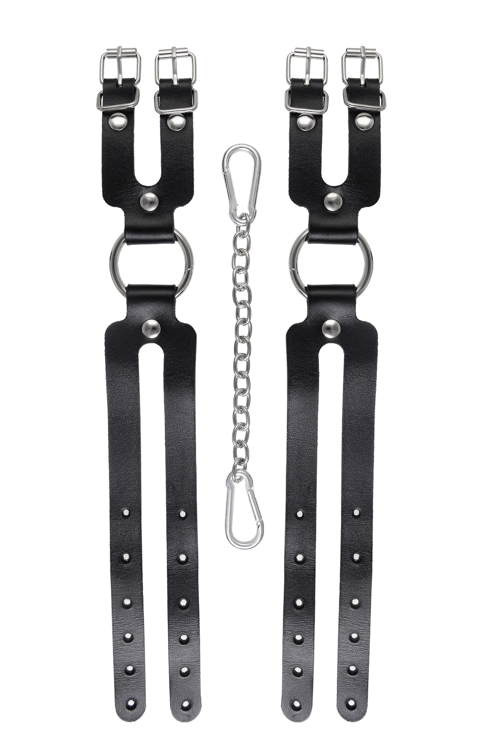 Оковы BDSM из двух ремешков натуральная кожа чёрные