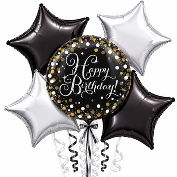 Мини букет шаров "Happy Birthday Silver"