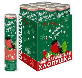 Пневматическая хлопушка  "С Новым Годом!", Елочки металл. зеленый  12''/30 см