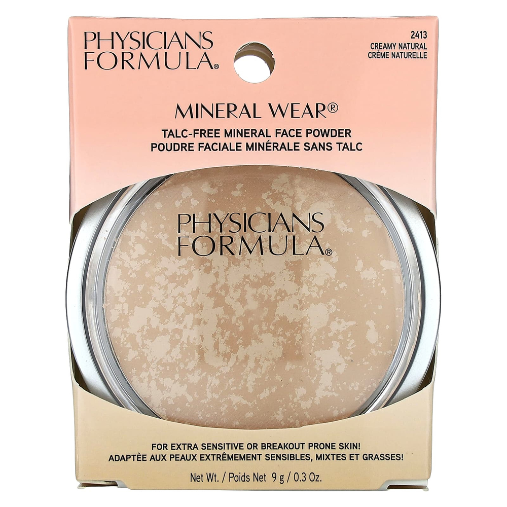 Physicians Formula, Mineral Wear, минеральная пудра для лица без талька, 2413 натуральный крем, 9 г (0,3 унции)
