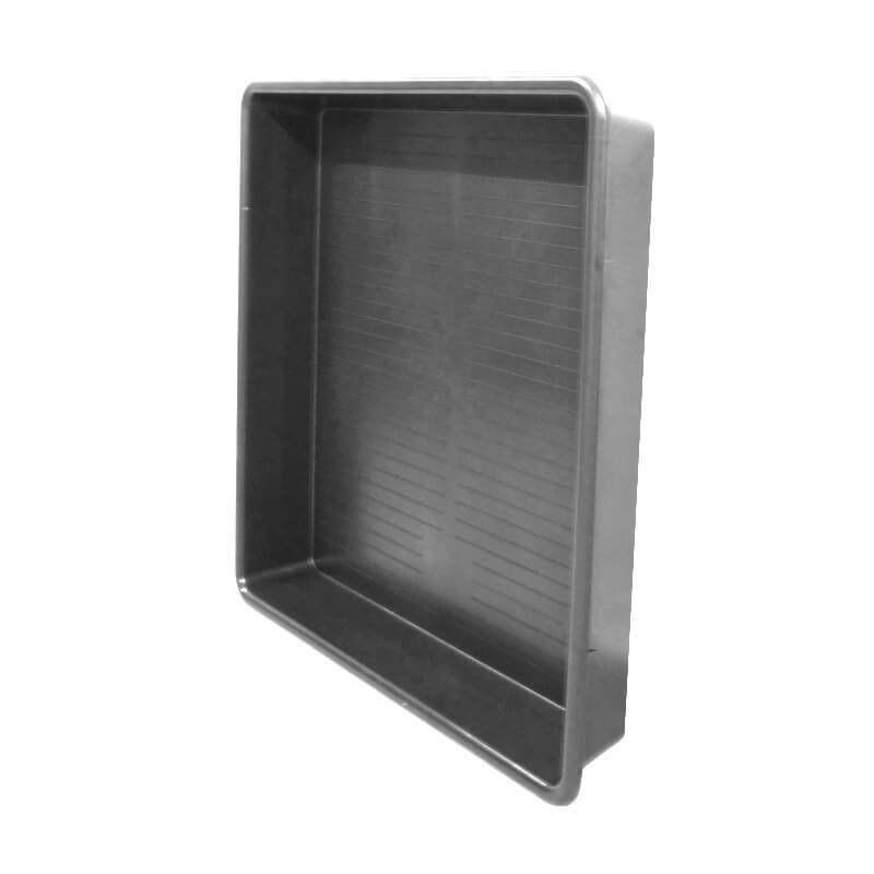 Поддон пластиковый pure factory tray 80x80 см, темно-серый, с высокими бортами и рифленым дном, на белом фоне