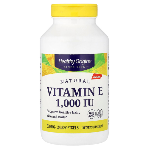 Healthy Origins, натуральный витамин E, 670 мг (1000 МЕ), 240 капсул