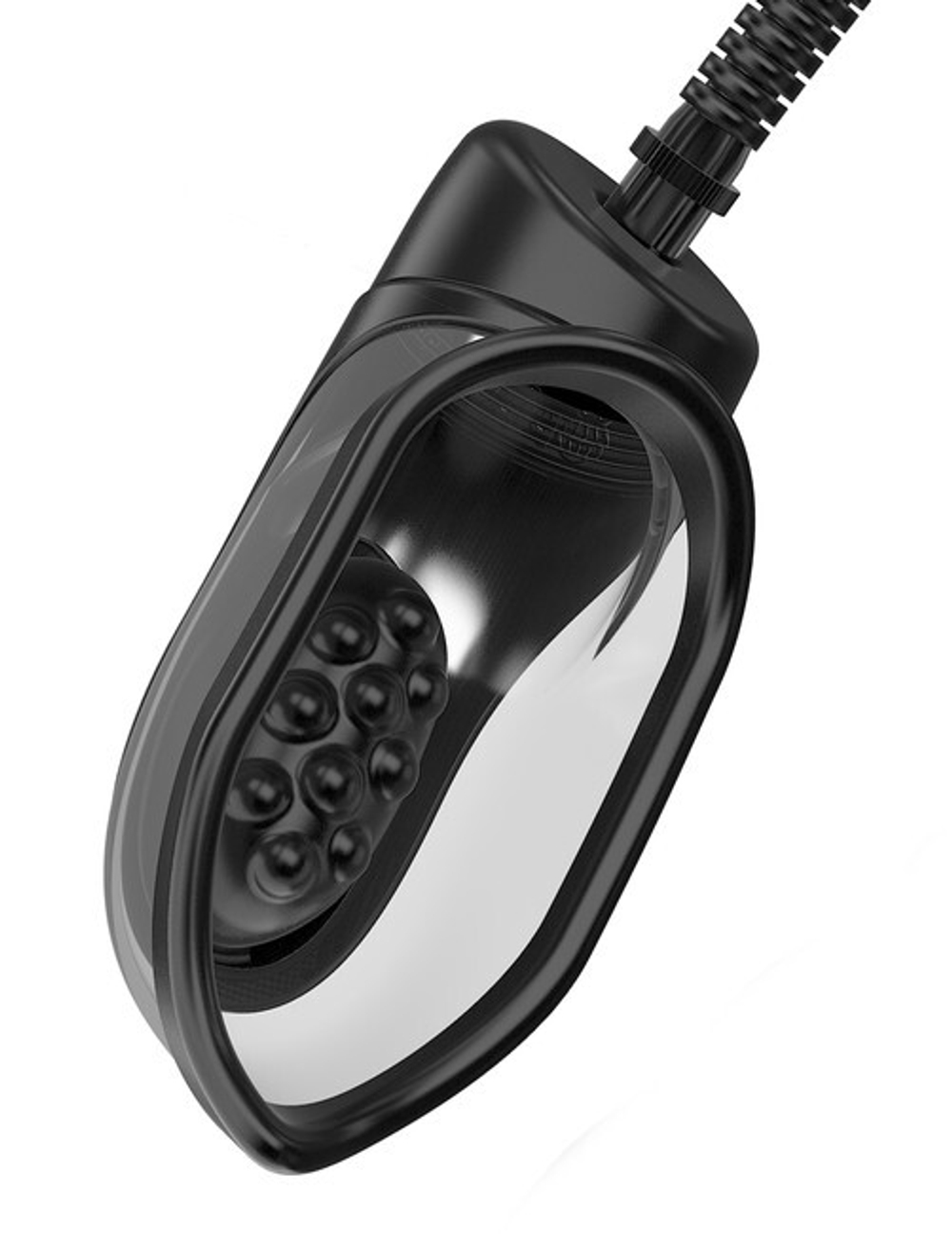 Вакуумная помпа Perfect Touch Vibrating Pussy Pump для половых губ с подушечкой для массажа клитора (Цвет: прозрачный с черным)