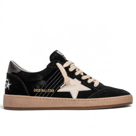 Men's Golden Goose Ball Star in black suede with white leather star