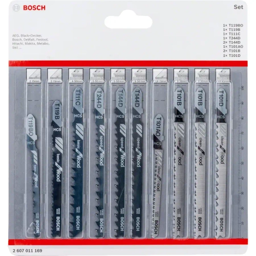 Набор лобзиковых пилок по дереву BOSCH 2607011169