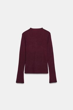 ZARA ТРИКОТАЖНЫЙ ТОП СО СБОРКАМИ, БУРГУНДИ