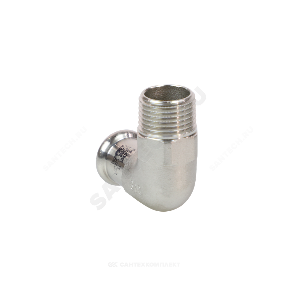 Угольник сталь нерж AISI 316L 90гр Дн 15х1/2" Ру16 пресс/НР Inoxpres RM 197102015