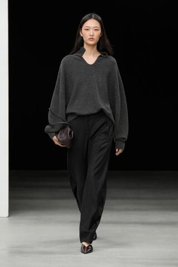 Massimo Dutti Фланелевые брюки прямого кроя, черный