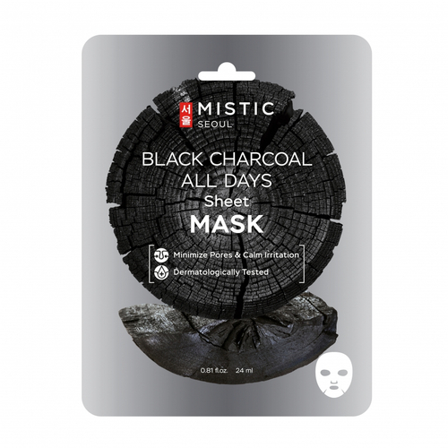 MISTIC Black Charcoal 7 Days Sheet Mask Тканевая маска для лица с древесным углём 24мл