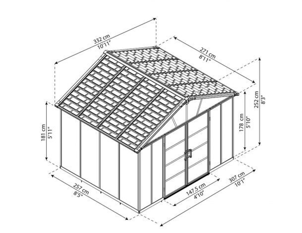 Гараж - хозблок из поликарбоната Palram Yukon 11x9