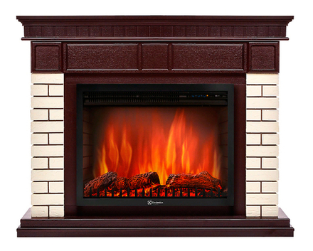 Портал Firelight Bricks 25 камень бежевый, шпон темный дуб