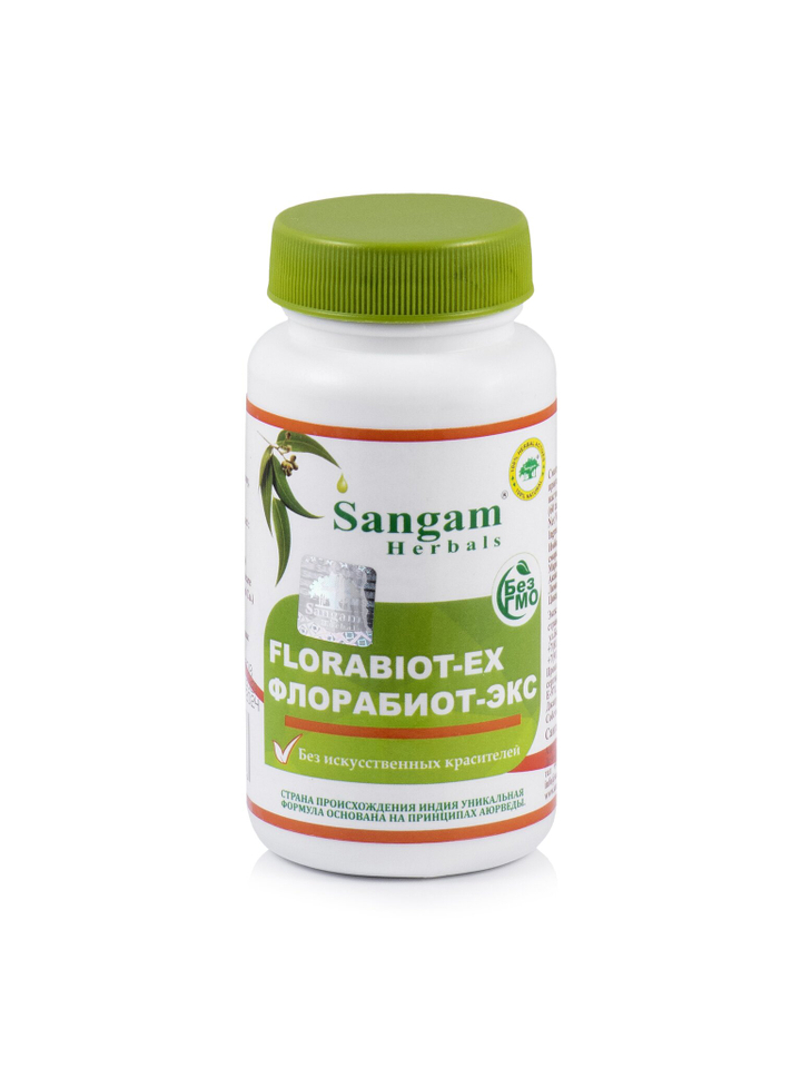 Sangam Herbals Florabiot-Ex Флорабиот-Экс смесь сухого растительного сырья (750 мг) 60 таб