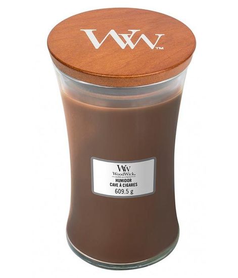 Кожаный портсигар, ароматическая свеча, WoodWick