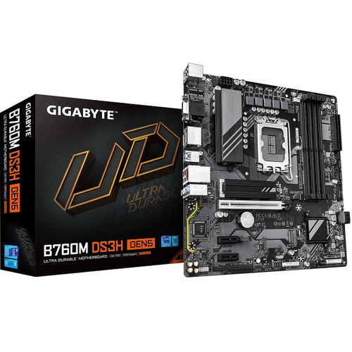 Материнская плата GIGABYTE B760M DS3H GEN5 (LGA1700/B760/4xDDR5/PCI-Ex16/2xM.2/SB/GLAN/2xDP/HDMI/mATX)