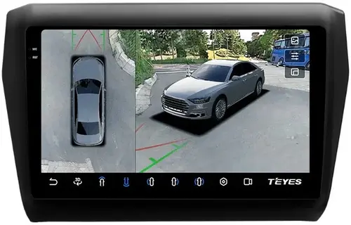 Магнитола для Suzuki Swift 5 2016-2023 (рамка матовая 9) - Teyes CC3-2K-360 на Android 10, Быстрая, 2K QLED, CarPlay, 4G SIM-слот, 4 камеры в комплекте