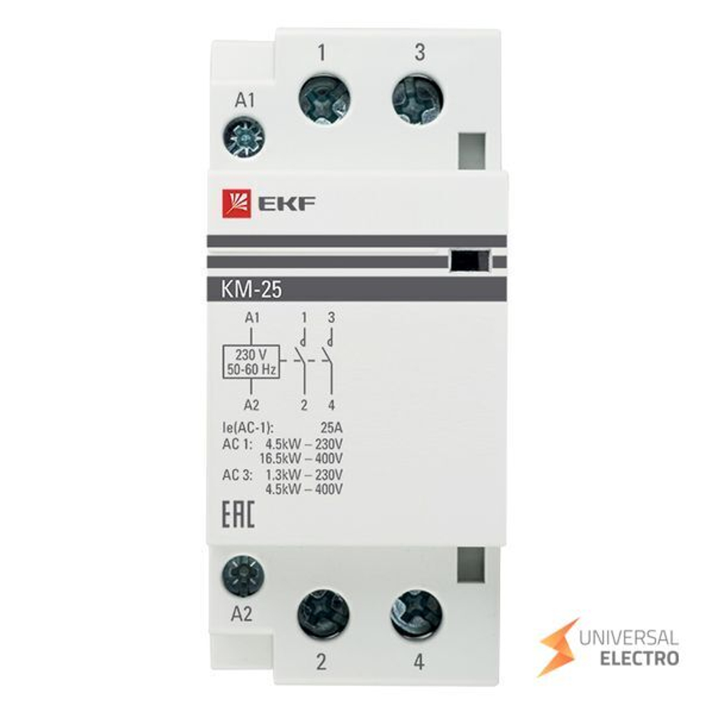 Контактор модульный КМ 25А 2NО (2 мод,) EKF PROxima